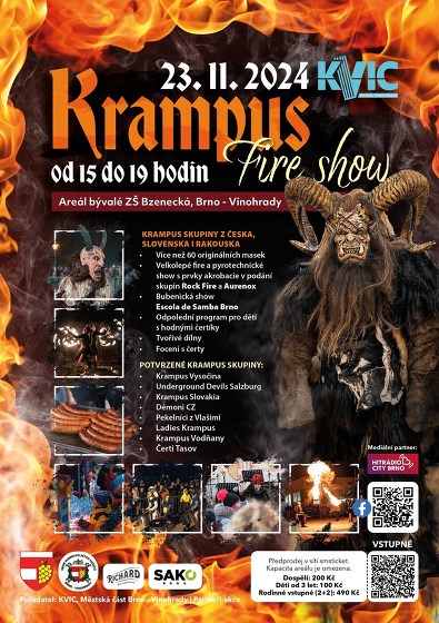 Plakát události Krampus Fire Show Brno - Vinohrady