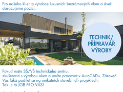 Můj personalista s.r.o. nabízí práci na pozici 🌟Technik/Přípravář výroby - Luxusní bezrámová okna v obci Újezd u Černé Hory
