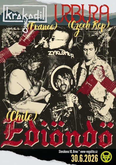 Plakát události EDIÖNDÖ (Chile) /// KROKODIL (Francie) /// URBURA (CZ)