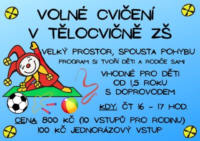Plakát události Volné cvičení v tělocvičně ZŠ