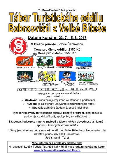 Plakát události Tábor turistického oddílu Bobrosvišti 23.7.-5.8. 2017