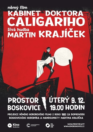 Plakát události Kabinet doktora Caligariho / živá hudba: Martin Krajíček