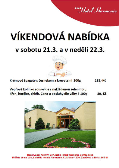 Plakát události Víkendová nabídka menu