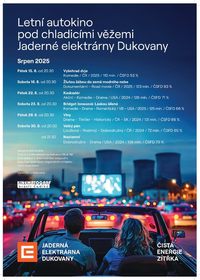 Plakát události Letní autokino pod chladicími věžemi Jaderné elektrárny Dukovany