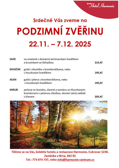 Plakát události Podzimní zvěřinová nabídka