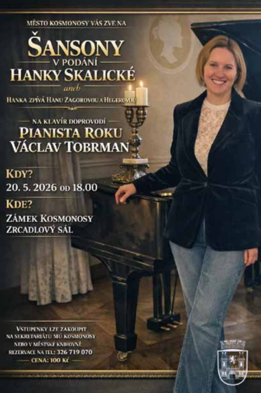 Plakát události Šansony v podání Hanky Skalické na zámku Kosmonosy