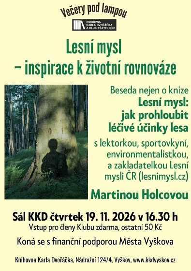 Plakát události Večery pod lampou. Lesní mysl – inspirace k životní rovnováze