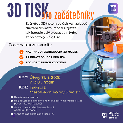 Plakát události 3d tisk v knihovně