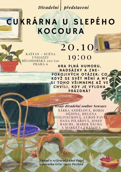 Plakát události Divadelní soubor Senzace:  Cukrárna u slepého kocoura