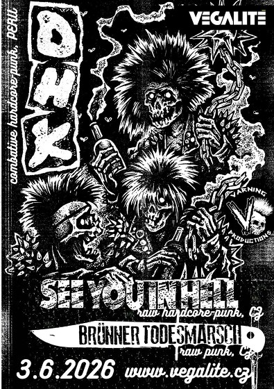 Plakát události DHK (Peru) + See You In Hell (CZ) + Brünner Todesmarsch (CZ)