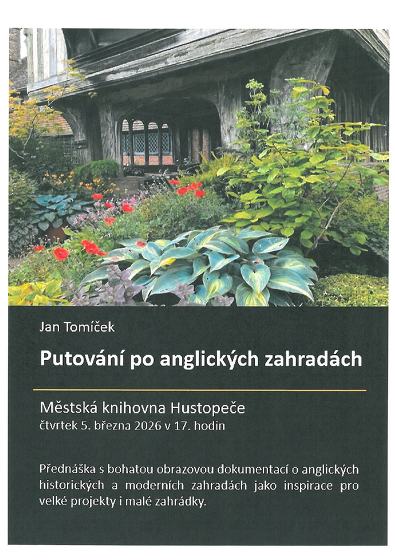 Plakát události Putování po anglických zahradách - přednáška Jana Tomíčka
