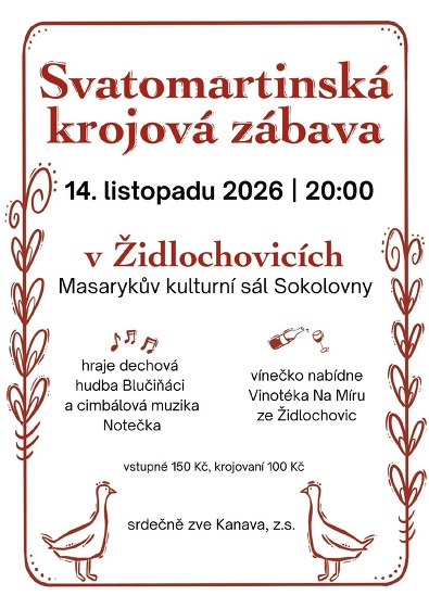 Plakát události Svatomartinská krojová zábava Židlochovice
