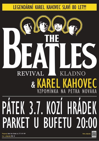 Plakát události The Beatles Revival a legendární Karel Kahovec
