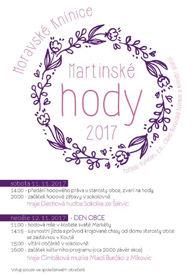 Plakát události Martinské hody v Moravských Knínicích