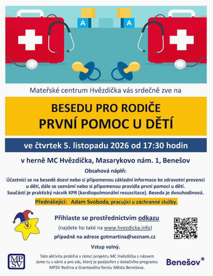 Plakát události Beseda pro rodiče: První pomoc u dětí