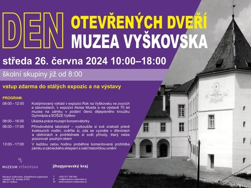 Plakát události Den otevřených dveří Muzea Vyškovska
