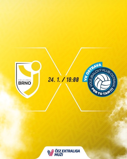 Plakát události ČEZ extraliga mužů: Volejbal Brno - Ostrava