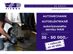 ČSAD Tišnov, spol. s r. o. nabízí práci na pozici AUTOMECHANIK | AUTOELEKTRIKÁŘ autorizovaného servisu MAN v obci Tišnov
