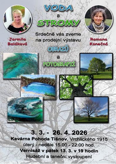 Plakát události výstava Voda a stromy