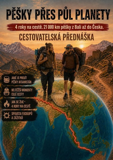 Plakát události Vagabundi na cestách, Pěšky přes půl planety: z Bali do Česka