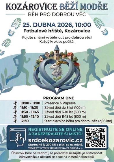 Plakát události Kozárovice běží modře - běh pro dobrou věc