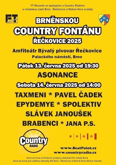 Plakát události Brněnská Country fontána Řečkovice 2025