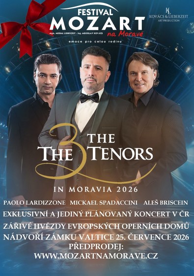 Plakát události Tři tenoři na Moravě (The Three Tenors in Moravia)