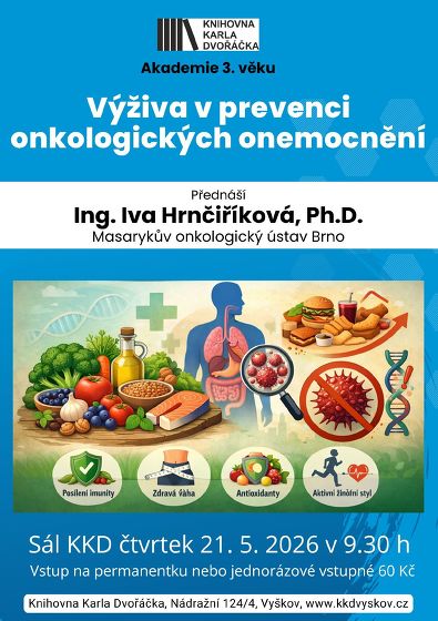 Plakát události A3V: Výživa v prevenci onkologických onemocnění