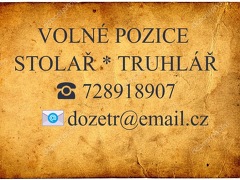 DOZETR s.r.o. nabízí práci na pozici Stolař, truhlář v obci Vojkovice