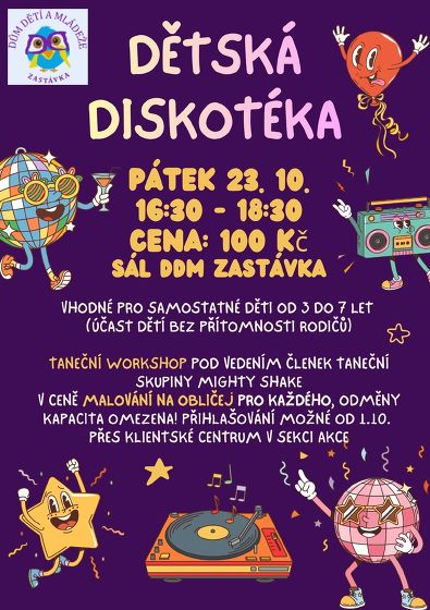 Plakát události Dětská diskotéka v Zastávce
