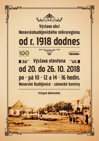 Plakát události Výstava obcí Moravskobudějovického mikroregionu od r. 1918 dodnes