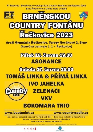 Plakát události Brněnská Country fontána Řečkovice 2023
