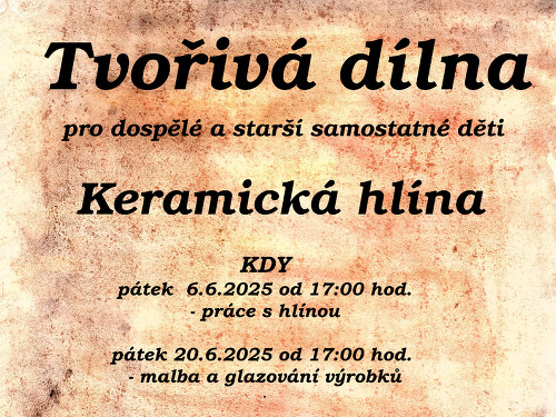 Plakát události Tvořivá dílna - Keramika
