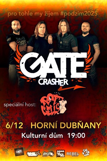Plakát události GATE Crasher a Ratcells v Horních Dubňanech