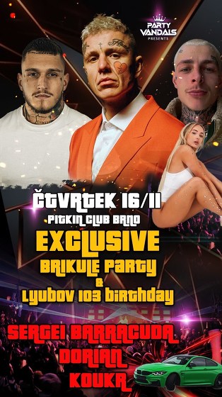Plakát události Exclusive párty w/Sergei Barracuda / Dorian /Koukr - Pitkin