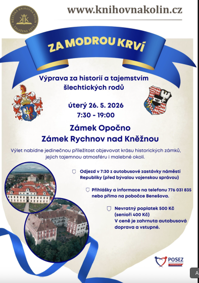 Plakát události Za modrou krví: Zámek Opočno a Zámek Rychnov nad Kněžnou