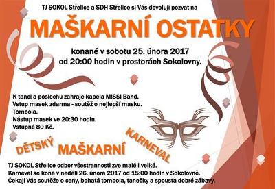 Plakát události Maškarní ostatky ve Střelicích