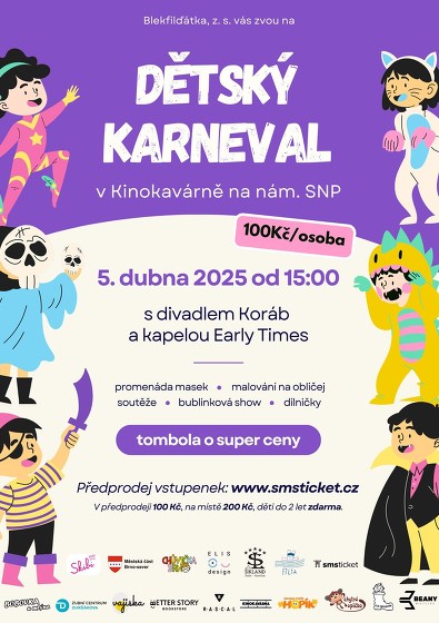 Plakát události Dětský karneval s divadlem Koráb