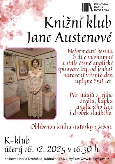 Plakát události Knižní klub Jane Austenové