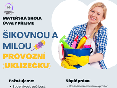 Mateřská škola Úvaly, příspěvková organizace nabízí práci na pozici Provozní (uklízečka) v MŠ v obci Úvaly