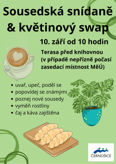 Plakát události Sousedská snídaně a květinový swap