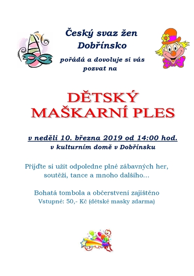 Plakát události Dětský maškarní ples