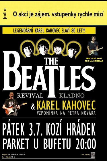 Plakát události The Beatles Revival a legendární Karel Kahovec
