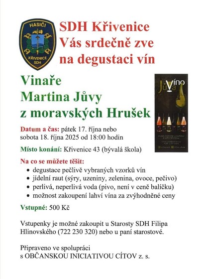 Plakát události Degustace vín Martina Jůvy v Křivenicích