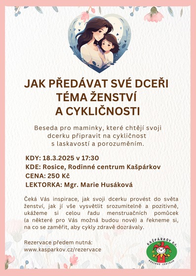 Plakát události Beseda - Jak předat své dceři téma ženskosti