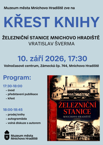 Plakát události Křest knihy Železniční stanice Mnichovo Hradiště - Vladislav Šverma
