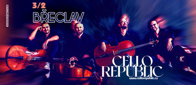 Plakát události Světoznámé kvarteto Cello Republic vystoupí v Břeclavi