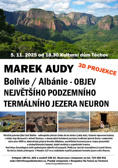 Plakát události Marek Audy - Albánie - Objev největšího podzemního termálního jezera Neuron / Bolivie