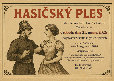 Plakát události Hasičský ples v Byšicích