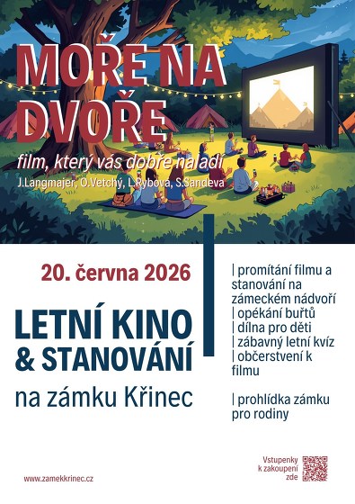 Plakát události Letní kino na zámku Křinec s přespáním - Moře na dvoře